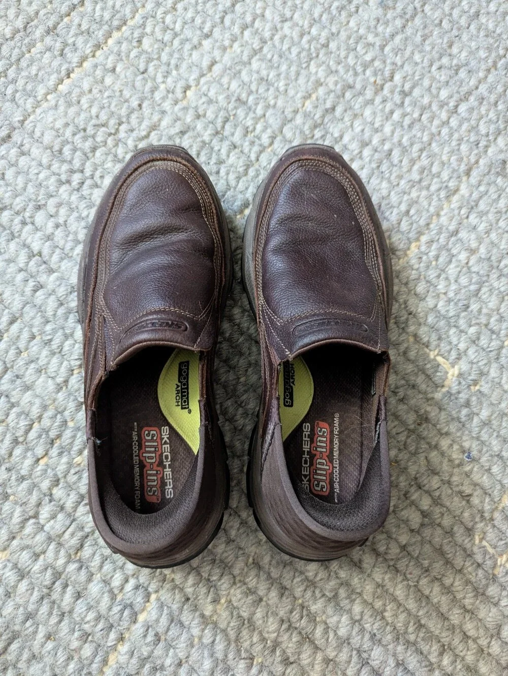 Skechers Men's Brown Slip-On Casual Leather Loafers Sz9